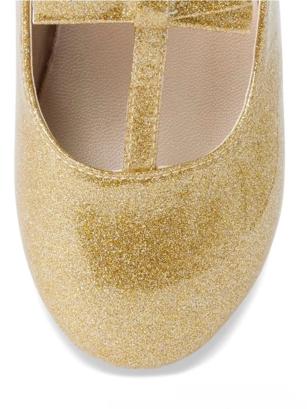 Gymboree Girls' ‘All Dressed Up’ Gold Glitter T-Strap Mary Janes Size 10